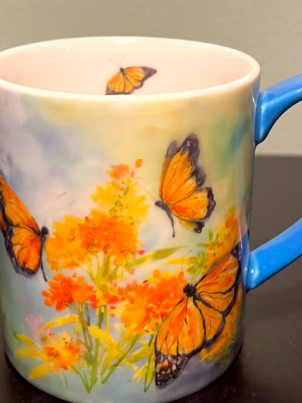 LANG Majestic Monarchs Coffee Mug Susan Winget Butterfly Floral 14oz Tea Cup